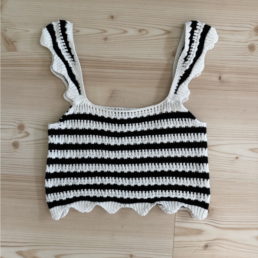 ASOS Black and White Striped Knit Tank Top